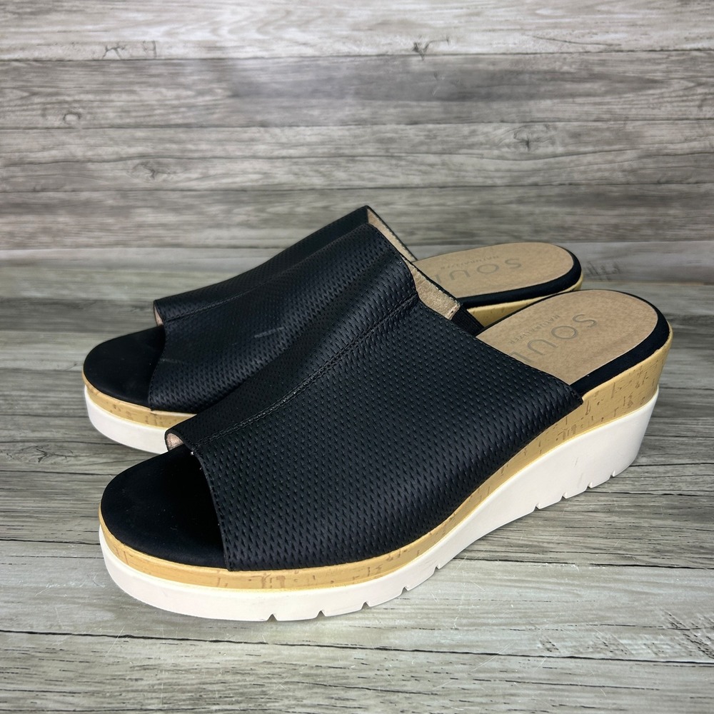 Soul Naturalizer Goodtimes Sandals Mule 9 Black Slip On Wedge Slides